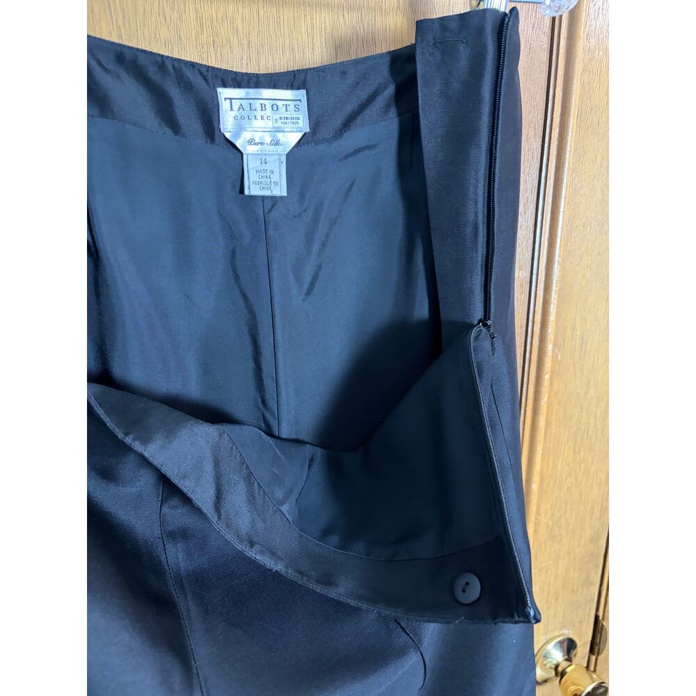 Talbots Pure Silk Black Ankle Pants Size 14 High Rise Satin Dress Trousers - Picture 5 of 5